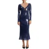 Bardot Verona Sequin Long Sleeve Maxi Dress In Purple