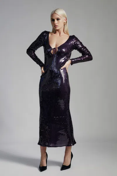 Bardot Verona Sequin Maxi Dress In Purple