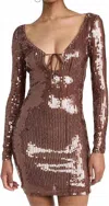 Bardot Verona Sequin Mini Dress In Brown