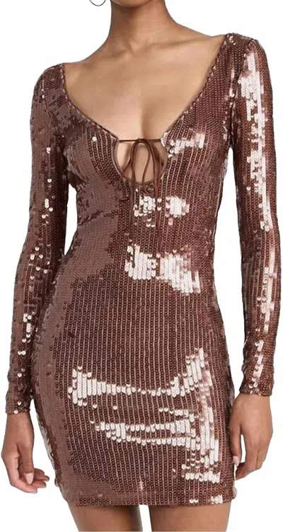BARDOT VERONA SEQUIN MINI DRESS IN BROWN