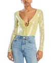 Bardot Verona Sequined Bodysuit In Canary Yellow