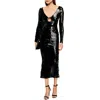 Bardot Verona Womens Sequined Long Sleeve Maxi Dress In Black