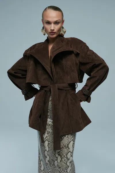 Bardot Veronica Vegan Suede Jacket In Brown