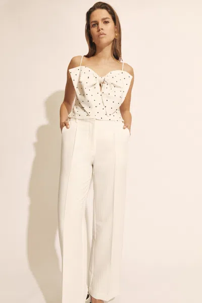 Bardot Vieda Linen Bow Front Top In White Spot