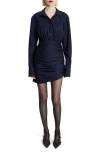 Bardot Viera Pinstripe Long Sleeve Mini Shirtdress In Navy Stripe