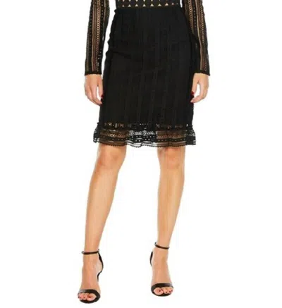 Bardot Vivian Lace Long Sleeve Mock Neck Embroidery Dress In Black