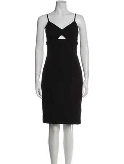 Pre-owned Bardot V-neck Knee-length Dress In Black