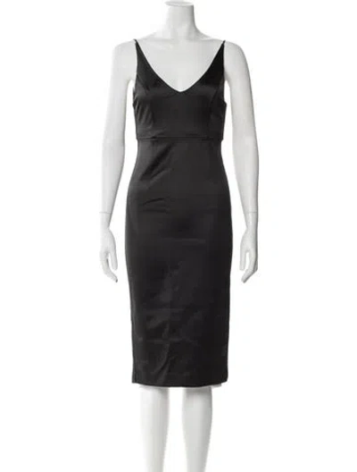 Pre-owned Bardot V-neck Knee-length Dress In Black