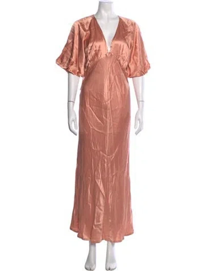 Pre-owned Bardot V-neck Long Dress In Pink