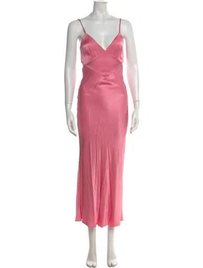 Pre-owned Bardot V-neck Long Dress In Pink