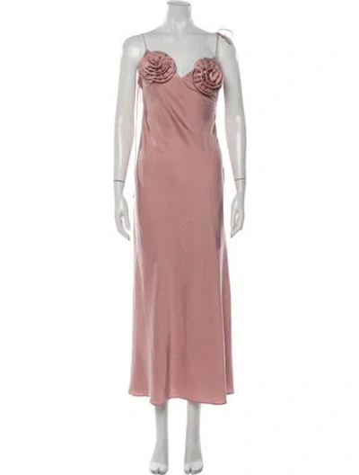 Pre-owned Bardot V-neck Long Dress In Pink