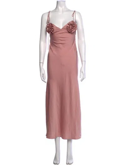 Pre-owned Bardot V-neck Long Dress In Pink