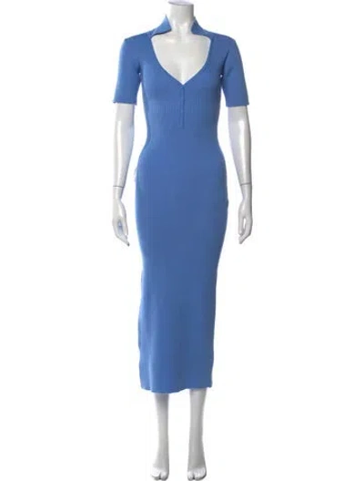 Pre-owned Bardot V-neck Long Dress W/ Tags In Blue