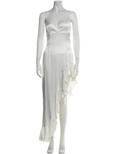 Pre-owned Bardot V-neck Long Dress W/ Tags In White