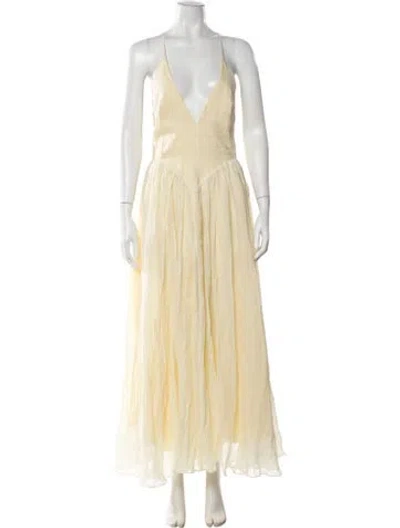 Pre-owned Bardot V-neck Long Dress W/ Tags In Yellow