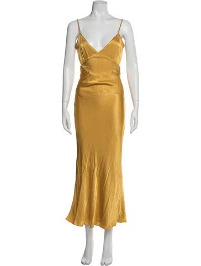 Pre-owned Bardot V-neck Long Dress In Yellow