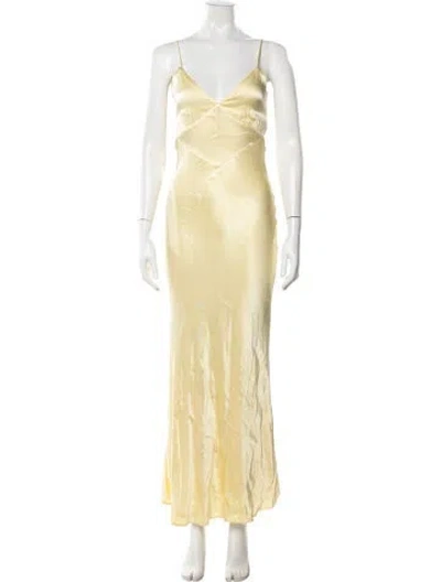 Pre-owned Bardot V-neck Long Dress In Yellow
