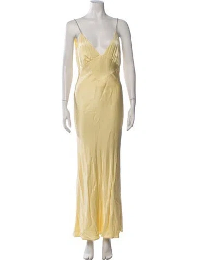 Pre-owned Bardot V-neck Long Dress In Yellow