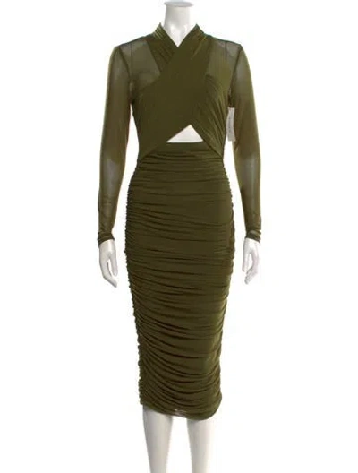 Pre-owned Bardot V-neck Midi Length Dress W/ Tags In Green