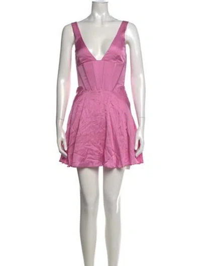 Pre-owned Bardot V-neck Mini Dress In Pink