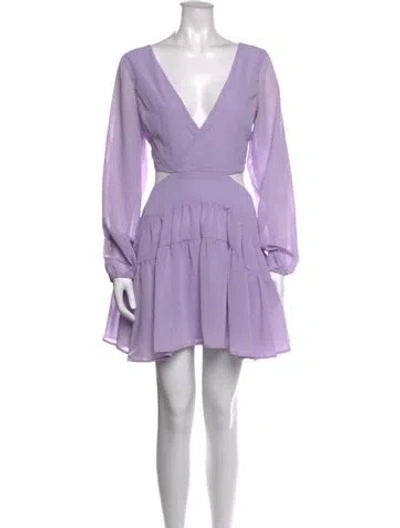 Pre-owned Bardot V-neck Mini Dress In Purple