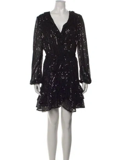 Pre-owned Bardot V-neck Mini Dress W/ Tags In Black