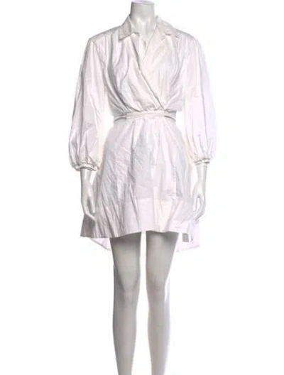 Pre-owned Bardot V-neck Mini Dress In White