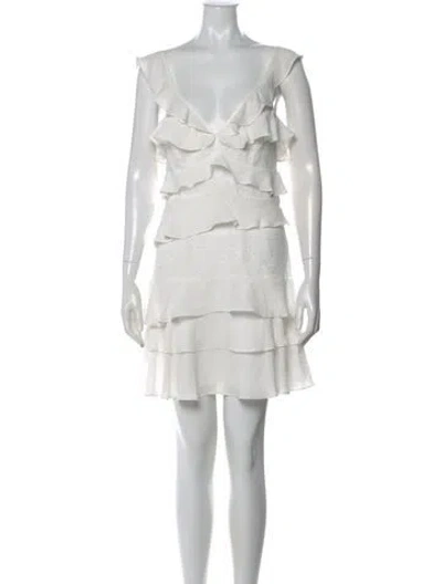 Pre-owned Bardot V-neck Mini Dress In White