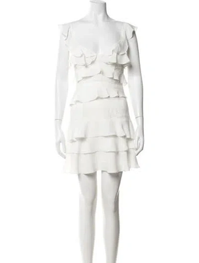 Pre-owned Bardot V-neck Mini Dress In White