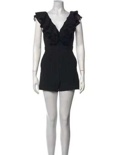Pre-owned Bardot V-neck Romper In Black