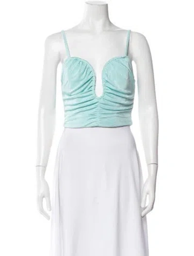 Pre-owned Bardot V-neck Sleeveless Crop Top W/ Tags In Blue