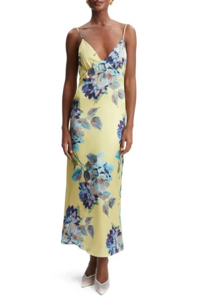 Bardot Wintour Floral Print Satin Dress In Bold Bl Fl