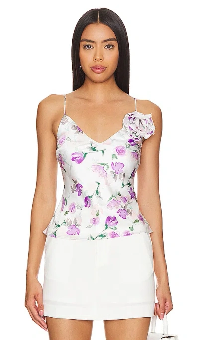 Bardot 3d Floral Accent Wisteria Print Camisole In Lilac Floral