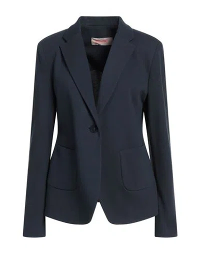 Bardot Woman Blazer Midnight Blue Size 12 Cotton, Polyester, Elastane, Viscose