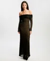 Bardot Adoni Off-the-shoulder Fitted Stretch Lace Midi Dress In Black
