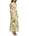 Bardot Capri Abstract Print Satin Slipdress In Green Fl