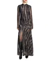 BARDOT WOMEN'S LEA PRINTED MESH MOCK NECK MAXI DRESS