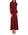 Bardot Liyana Ruched Long Sleeve Mesh Maxi Dress In Berry