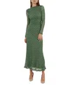 Bardot Women's Ola High-neck Long-sleeve Floral-lace Dress In Green