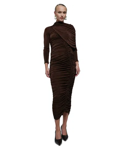 Bardot Ruched Draped-detail Dress In Multi
