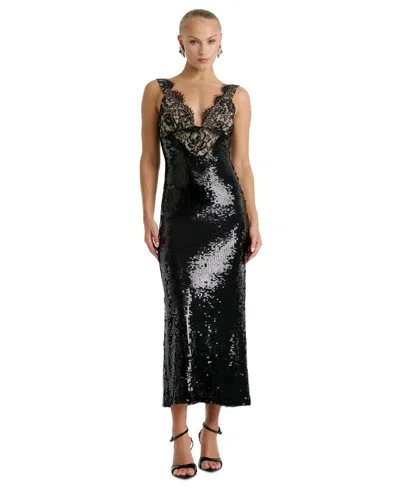 Bardot Women's Torie Sequin Lace Sleeveless Maxi Dress In Black