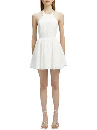 Bardot Womens Lace Mini Halter Dress In White