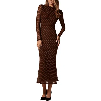 Bardot Womens Mesh Midi Dress In Gold