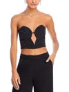 Bardot Eleni Embellished Strapless Velvet Corset Crop Top In Black