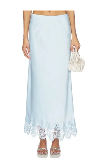 Bardot X Revolve Elisan Lace Satin Midi Skirt In Blue