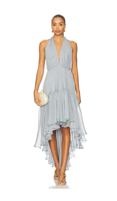 Bardot X Revolve Leona High Low Ruffle Dress In Gray
