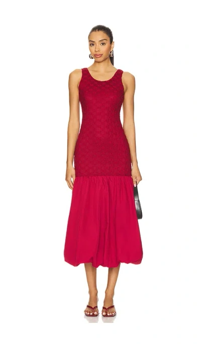 Bardot X Revolve Melody Lace Poplin Maxi Dress In Burgundy