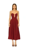 Bardot X Revolve Opal Volume Midi Dress In 葡萄酒色