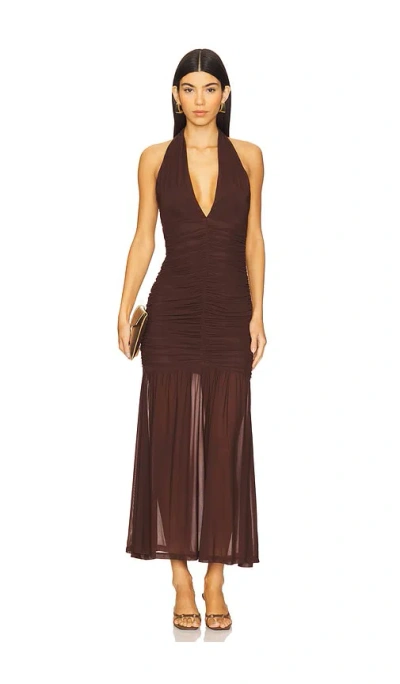 Bardot X Revolve Sephera Halter Mesh Midi Dress In Brown
