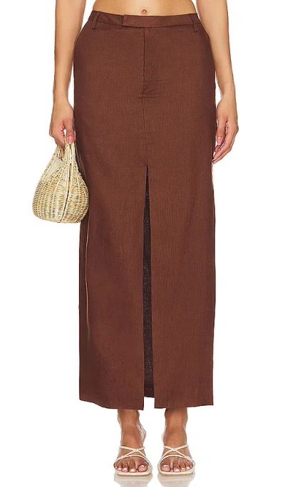 Bardot X Revolve Sita Maxi Skirt In 巧克力色